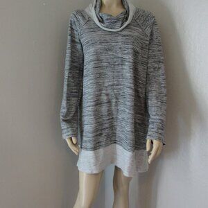 AVENTURA Gray Cowl Neck Tunic Organic Cotton Pullover Long Sleeve XL Top